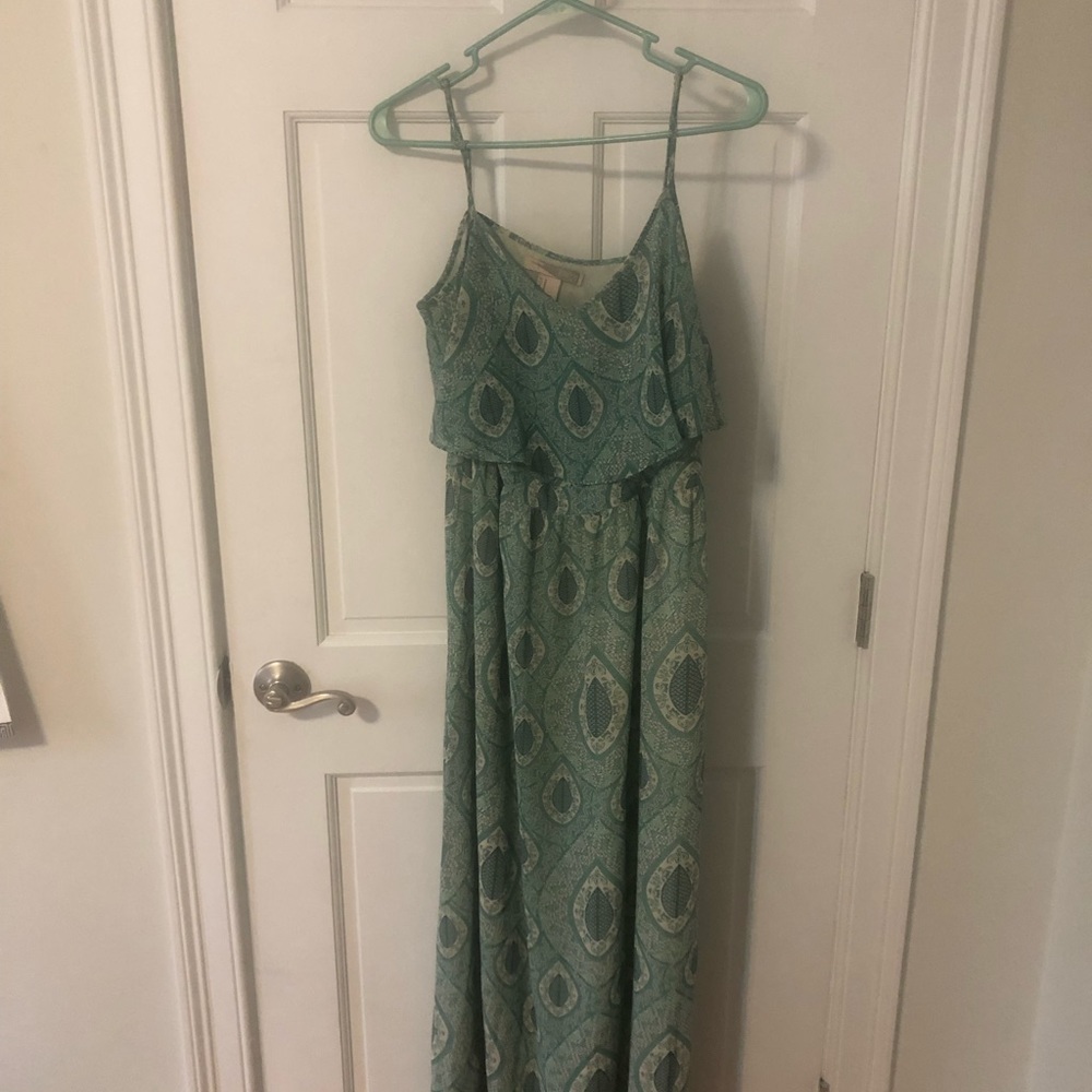 Teal patterned maxi dress